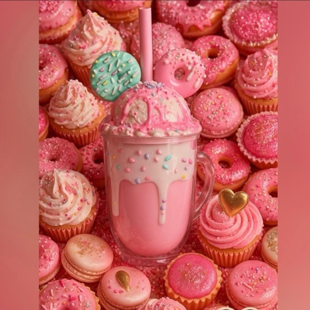 Pink Milkshake Tumbler with Sprinkle Lid Straw Kawaii Aesthetic Cup